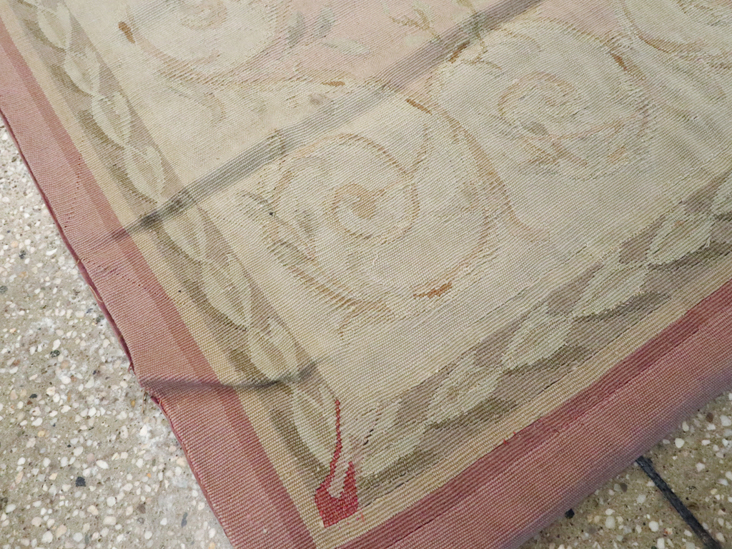 Antique French Aubusson Rug, No.14331 - Staging