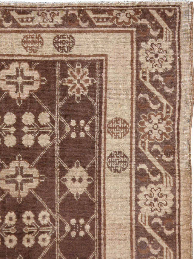 Antique East Turkestan Khotan Carpet, No.14345 - Staging