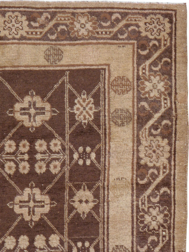 Antique East Turkestan Khotan Carpet, No.14345 - Staging