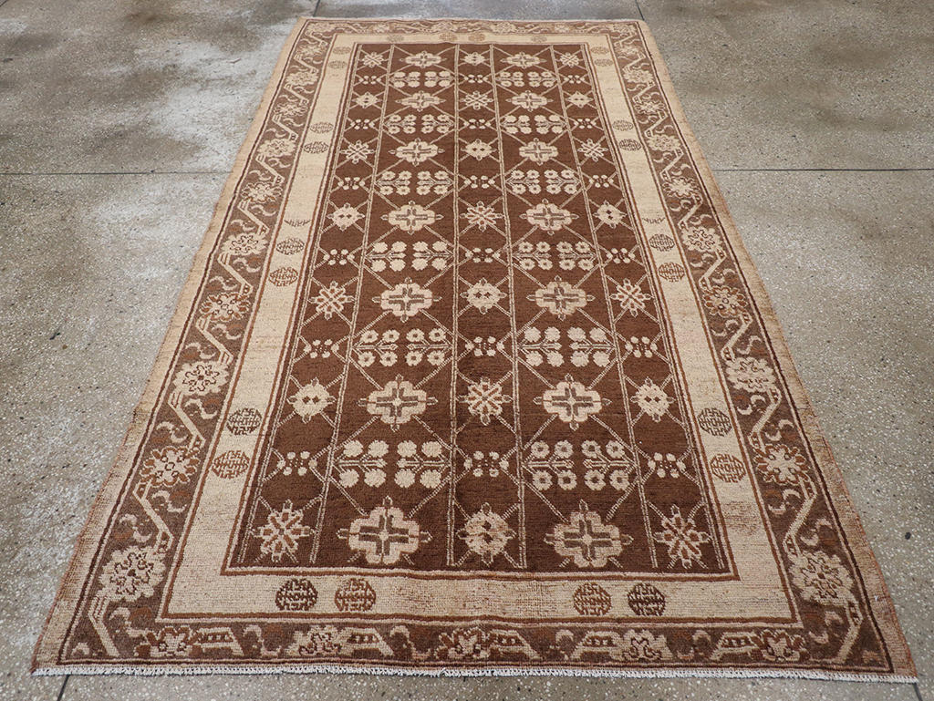 Antique East Turkestan Khotan Carpet, No.14345 - Staging