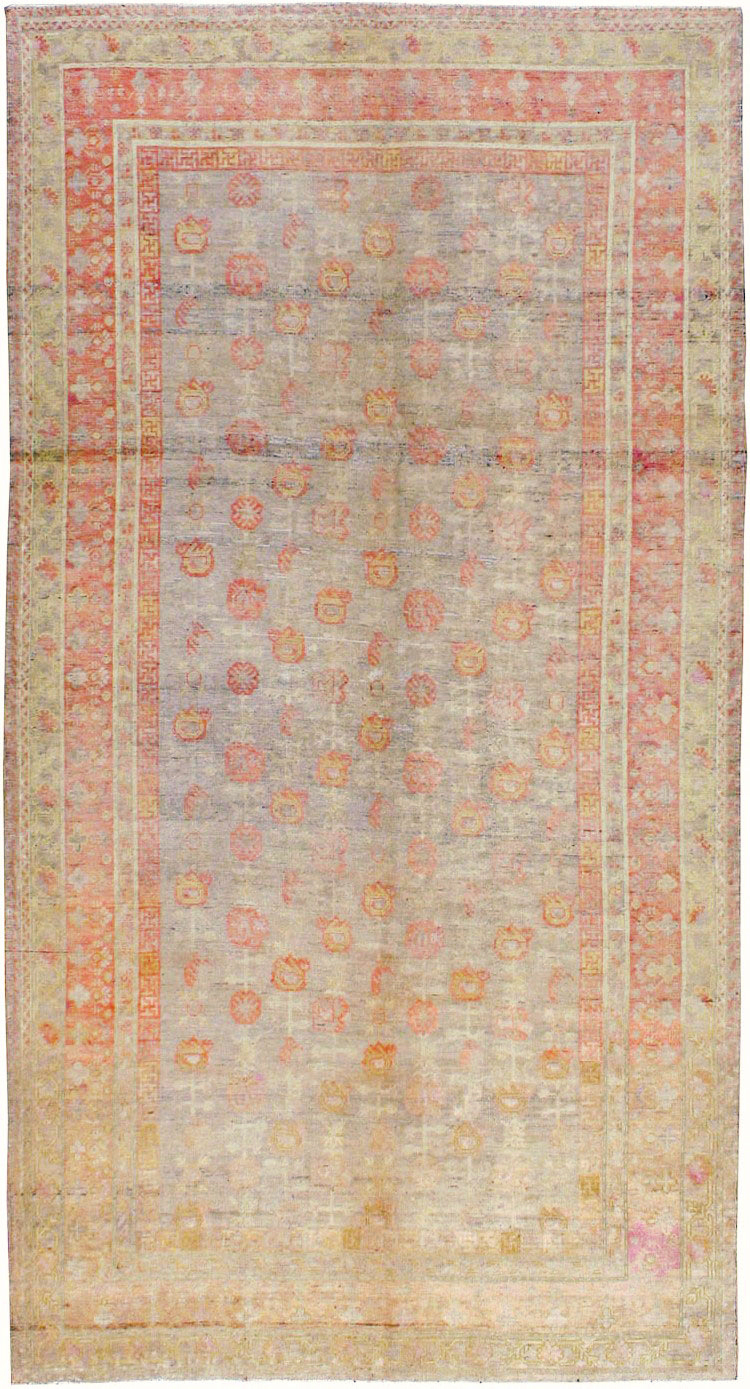 Antique East Turkestan Khotan Carpet, No.14346 - Staging