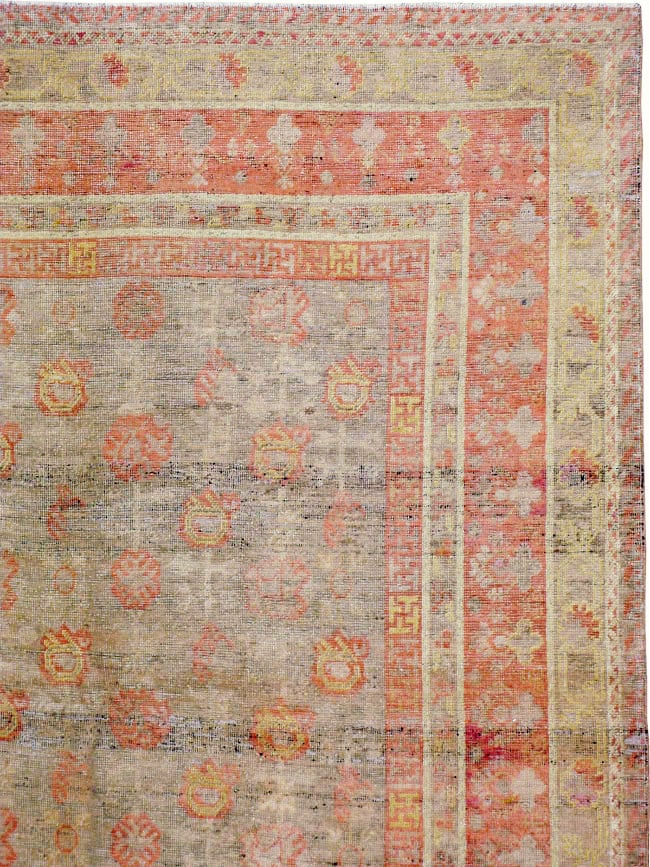 Antique East Turkestan Khotan Carpet, No.14346 - Staging