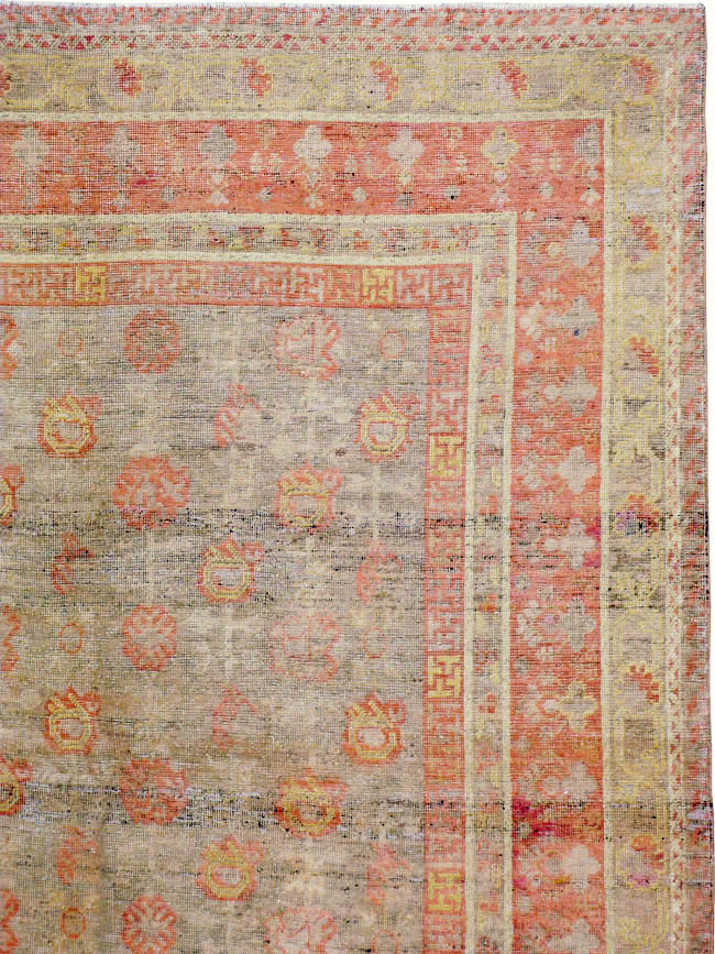 Antique East Turkestan Khotan Carpet, No.14346 - Staging