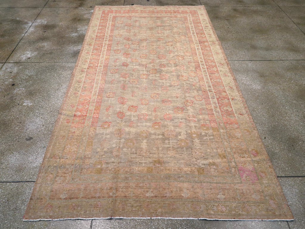 Antique East Turkestan Khotan Carpet, No.14346 - Staging