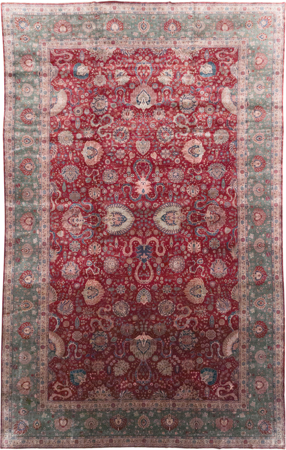 Antique Persian Kashan Large Carpet, No.14369 - Staging