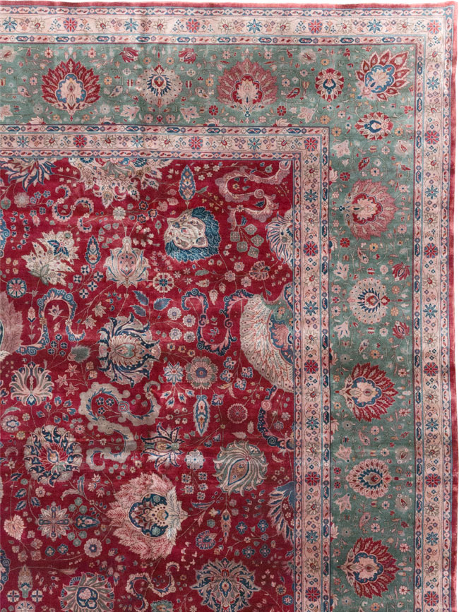 Antique Persian Kashan Large Carpet, No.14369 - Staging