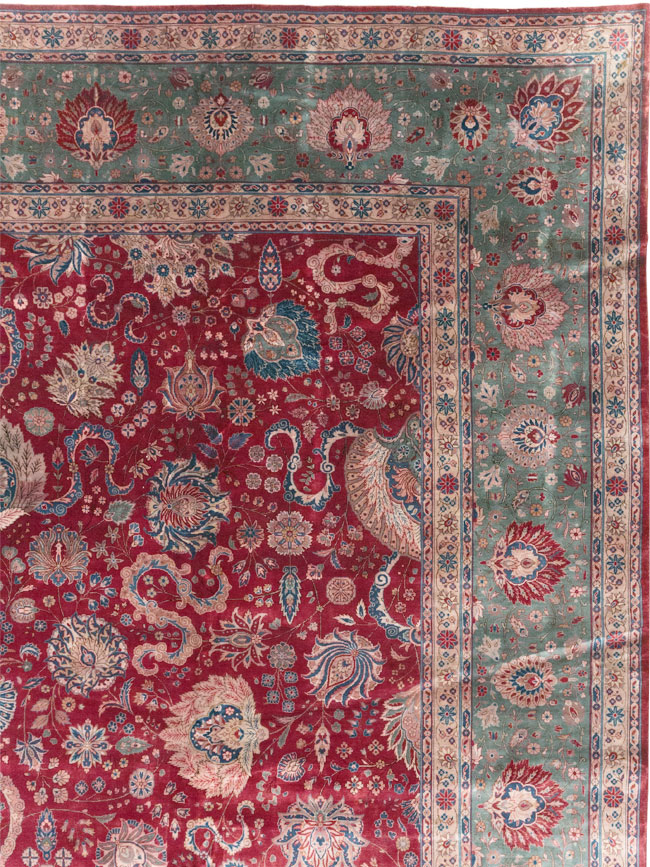 Antique Persian Kashan Large Carpet, No.14369 - Staging