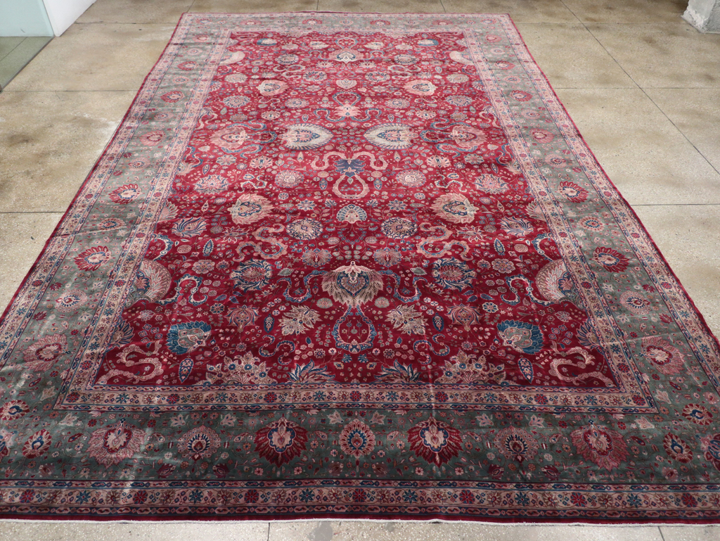 Antique Persian Kashan Large Carpet, No.14369 - Staging