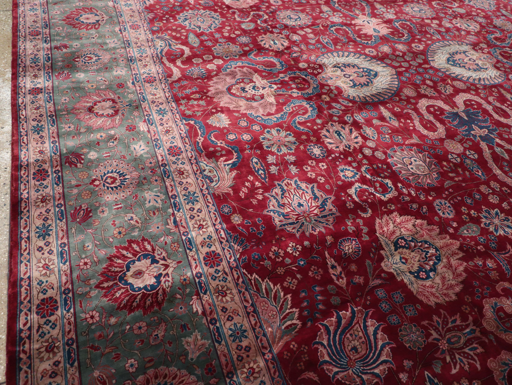 Antique Persian Kashan Large Carpet, No.14369 - Staging