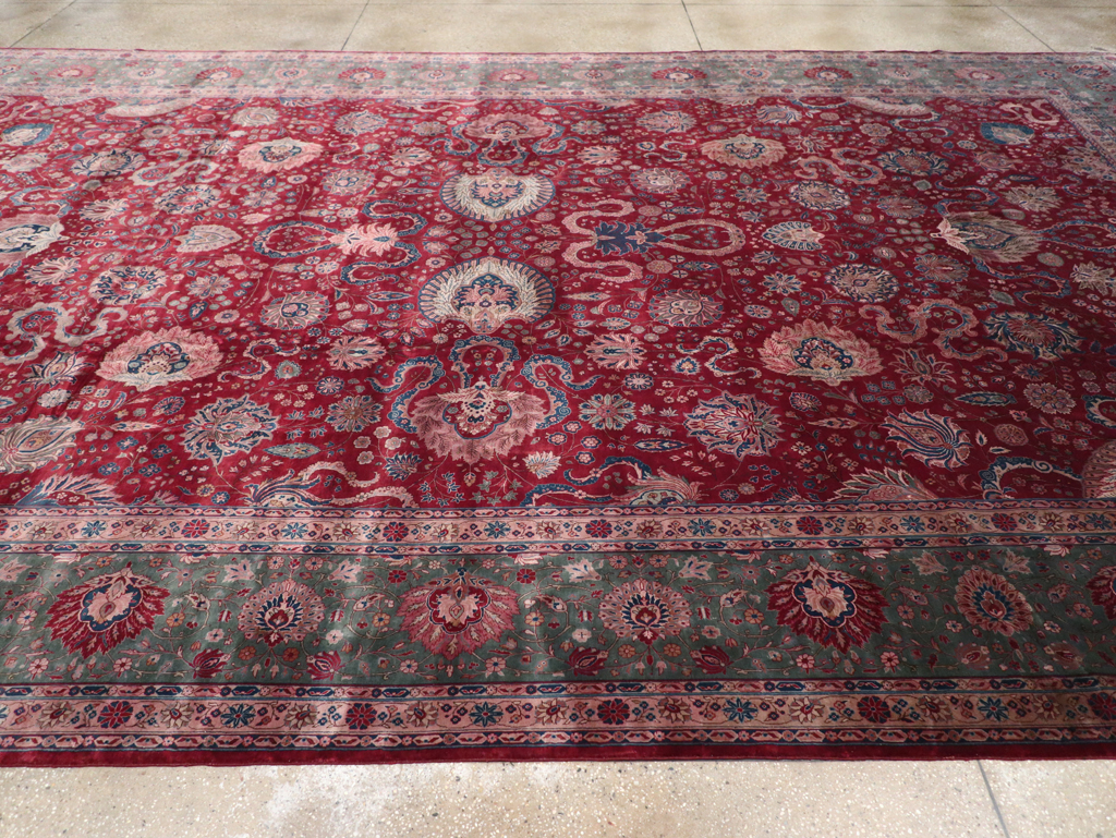 Antique Persian Kashan Large Carpet, No.14369 - Staging
