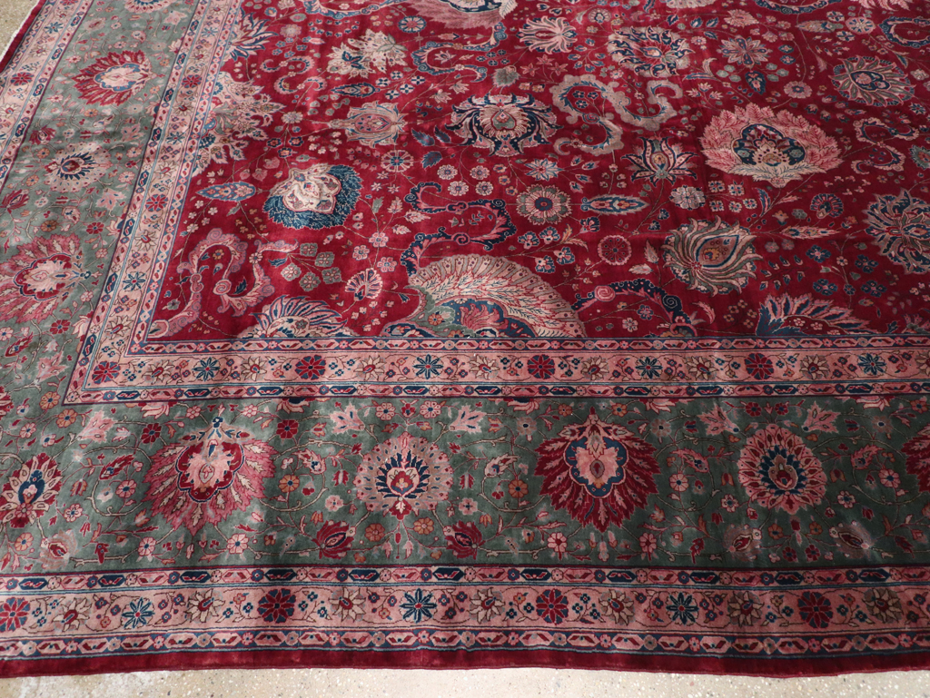 Antique Persian Kashan Large Carpet, No.14369 - Staging