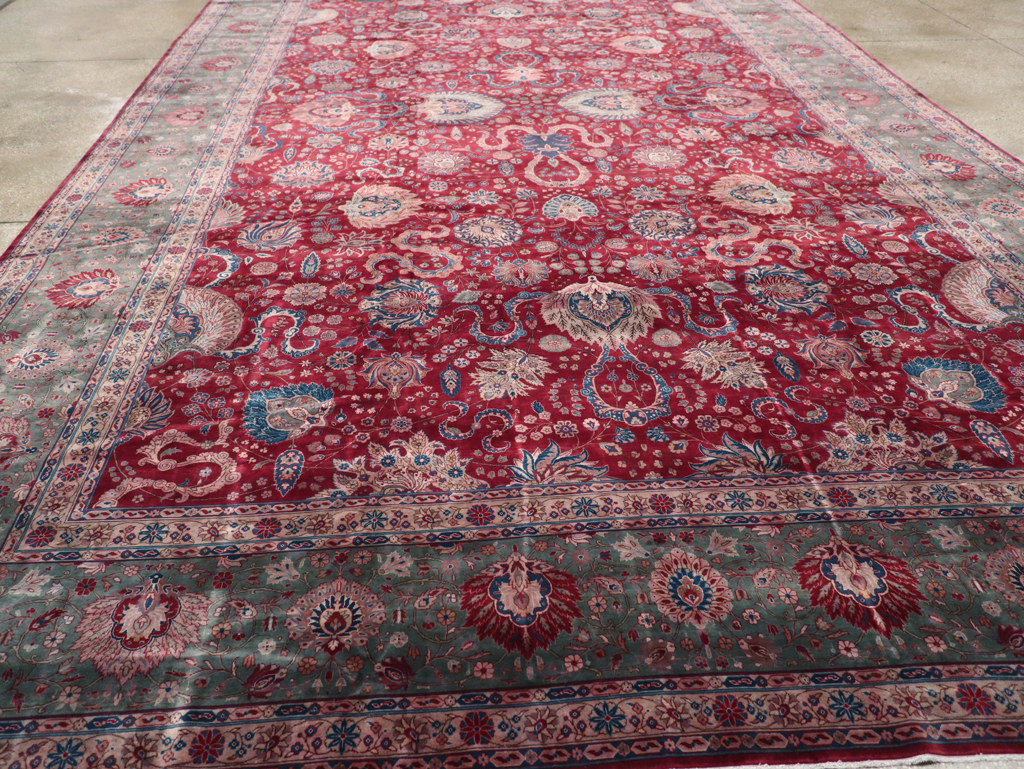 Antique Persian Kashan Large Carpet, No.14369 - Staging