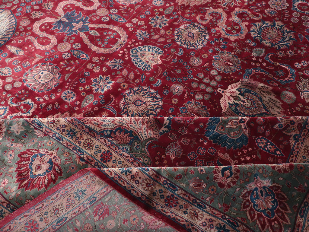 Antique Persian Kashan Large Carpet, No.14369 - Staging