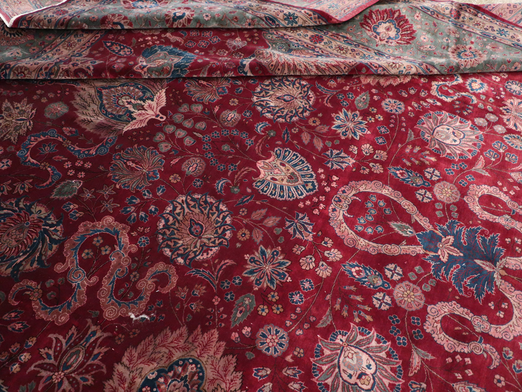 Antique Persian Kashan Large Carpet, No.14369 - Staging