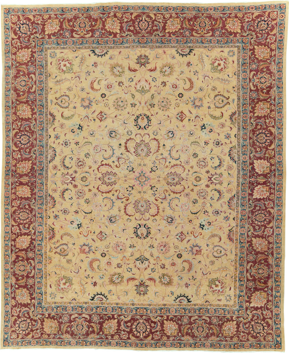 Vintage Persian Tabriz Room Size Carpet, No.14436 - Staging