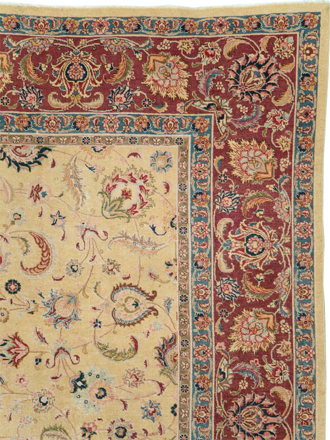 Vintage Persian Tabriz Room Size Carpet, No.14436 - Staging