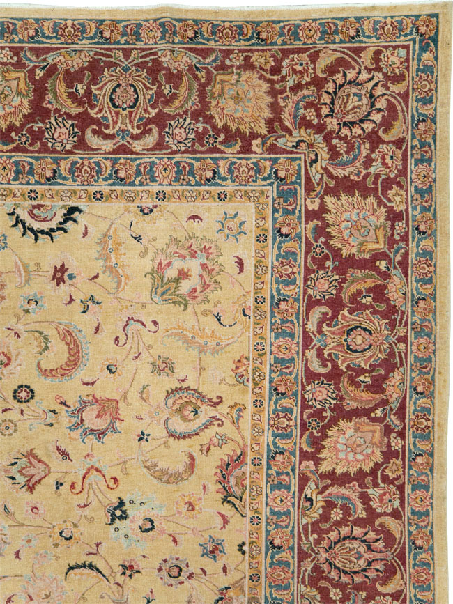Vintage Persian Tabriz Room Size Carpet, No.14436 - Staging