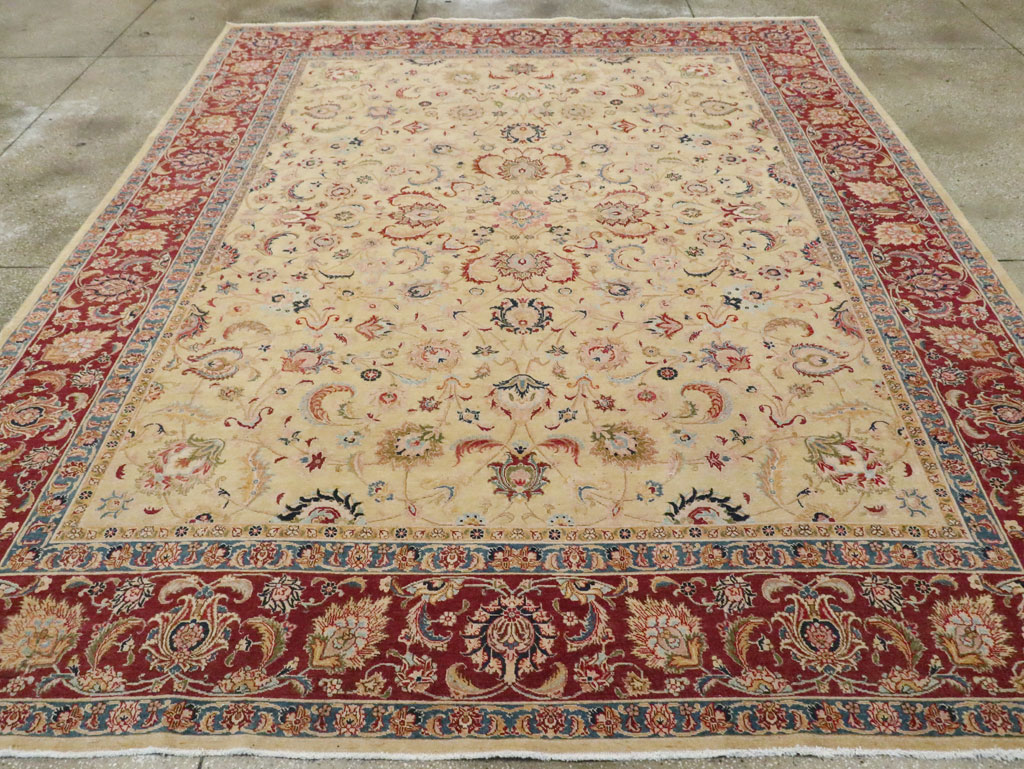 Vintage Persian Tabriz Room Size Carpet, No.14436 - Staging