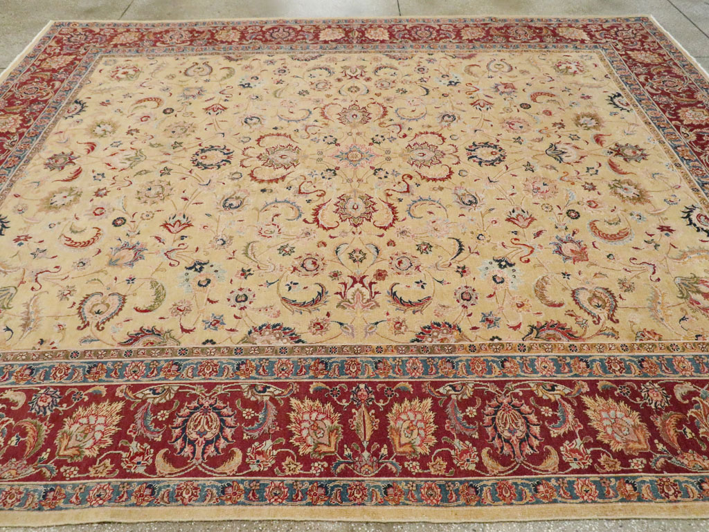 Vintage Persian Tabriz Room Size Carpet, No.14436 - Staging