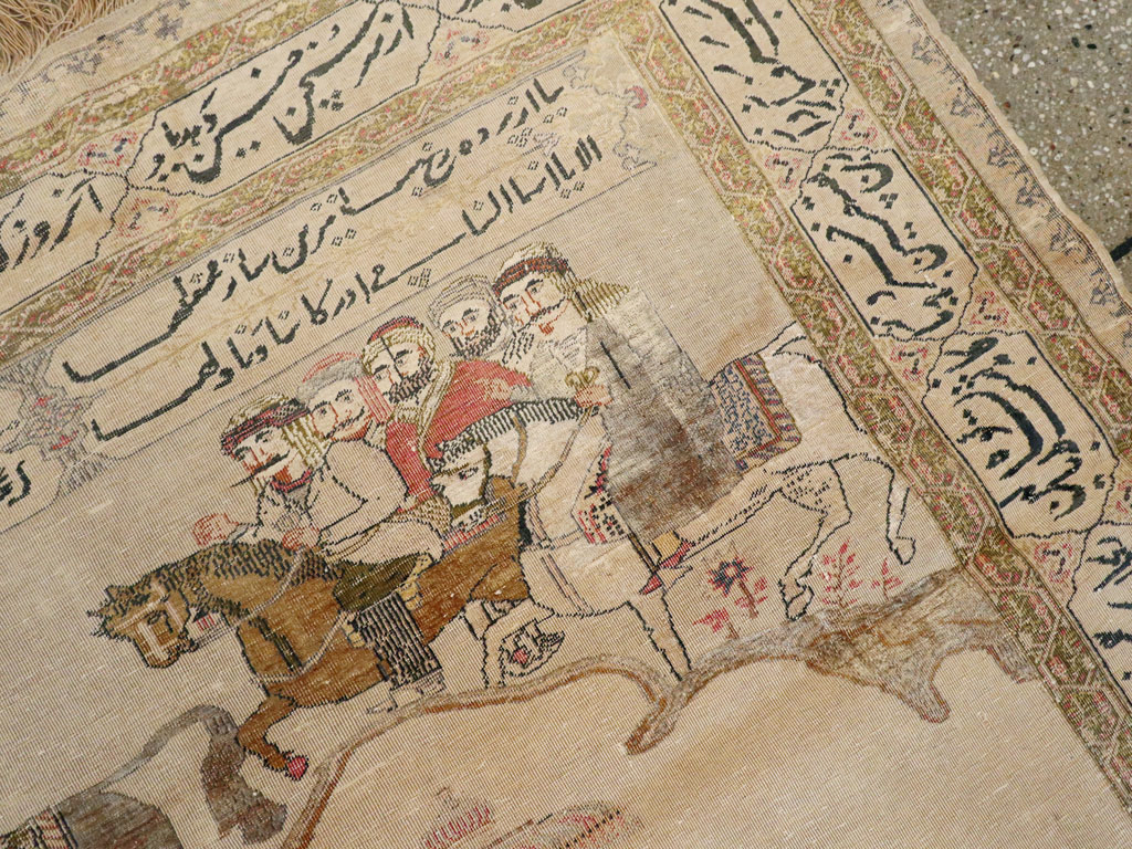 Vintage Turkish Kayseri Pictorial Rug, No.14464 - Staging