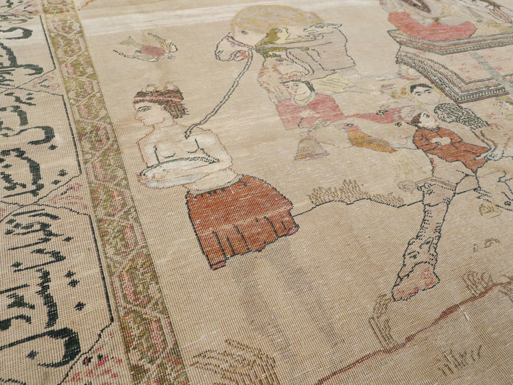 Vintage Turkish Kayseri Pictorial Rug, No.14464 - Staging