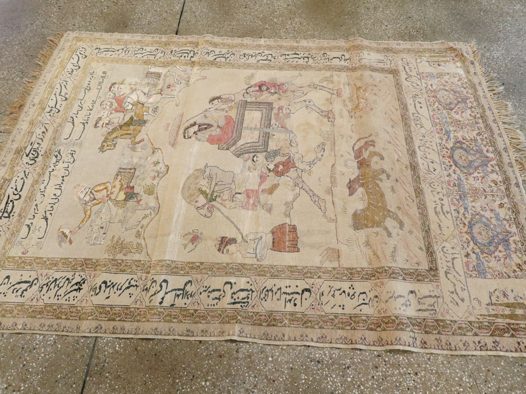 Vintage Turkish Kayseri Pictorial Rug, No.14464 - Staging