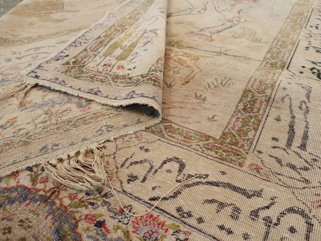 Vintage Turkish Kayseri Pictorial Rug, No.14464 - Staging