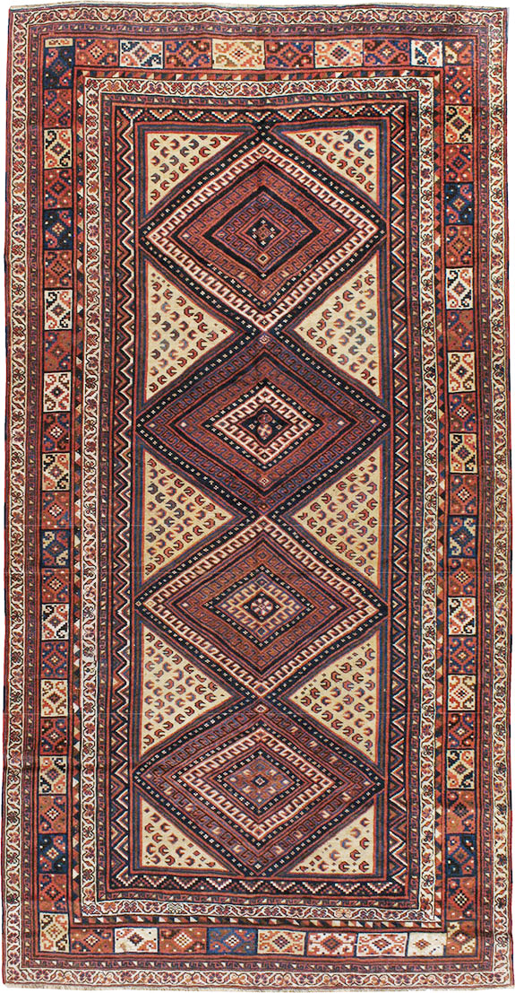 Antique Persian Shiraz Gallery Rug, No.14480 - Staging