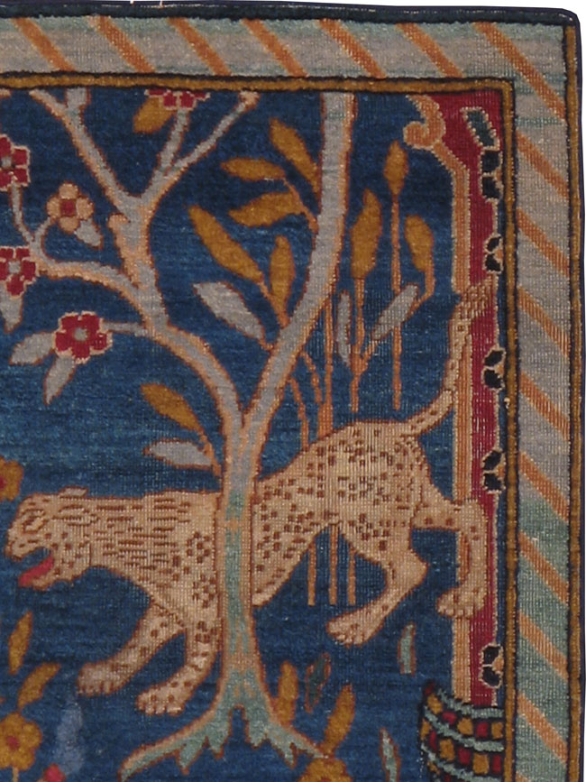 Vintage Persian Kerman Pictorial Rug, No.14513 - Staging