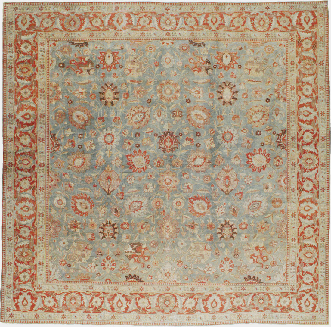 Antique Persian Tabriz Square Rug, No.14522 - Staging