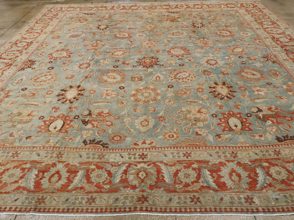 Antique Persian Tabriz Square Rug, No.14522 - Staging