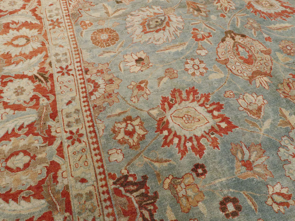 Antique Persian Tabriz Square Rug, No.14522 - Staging