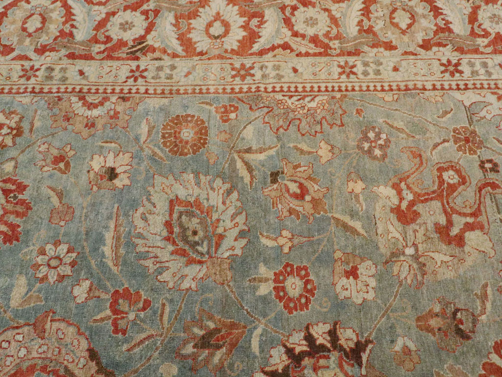 Antique Persian Tabriz Square Rug, No.14522 - Staging
