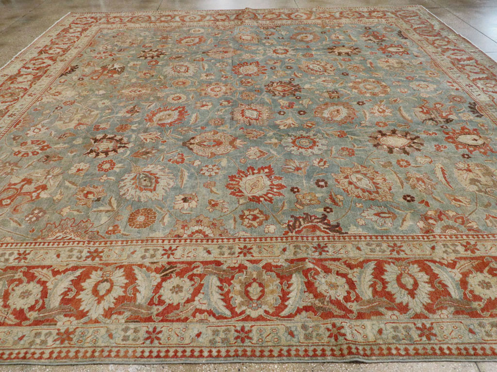 Antique Persian Tabriz Square Rug, No.14522 - Staging