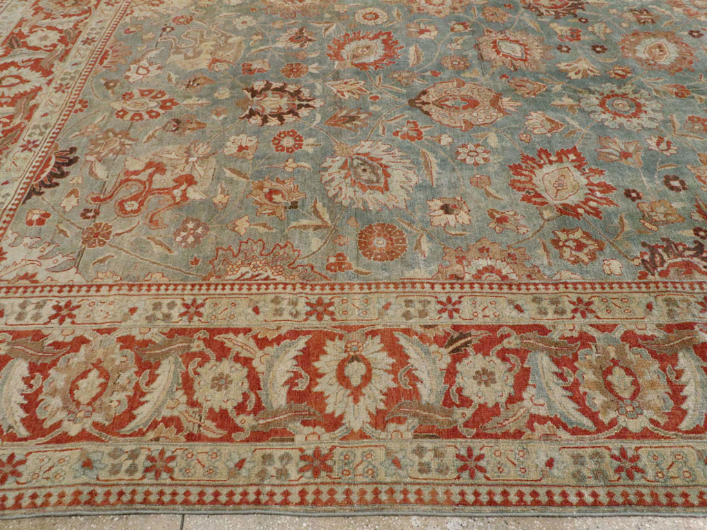 Antique Persian Tabriz Square Rug, No.14522 - Staging