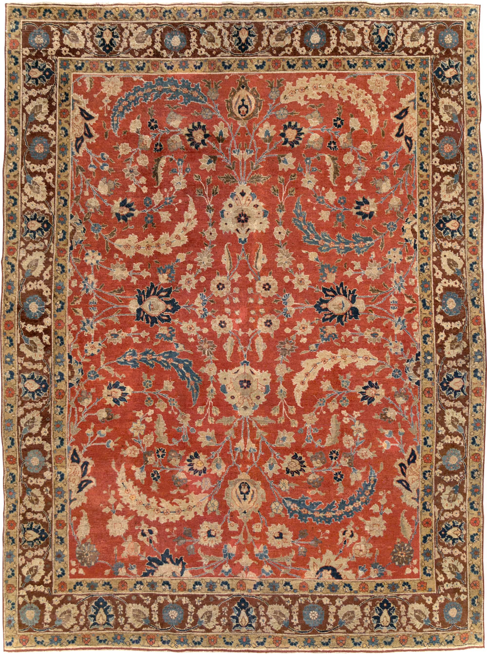 Antique Persian Tabriz Small Room Size Carpet, No.14542 - Staging