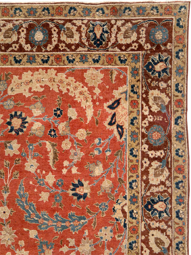 Antique Persian Tabriz Small Room Size Carpet, No.14542 - Staging