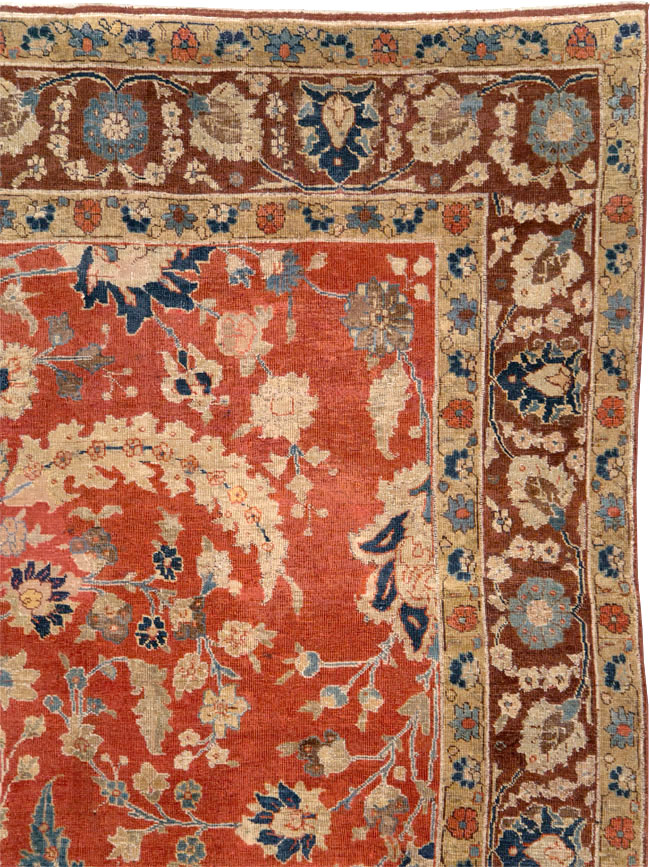 Antique Persian Tabriz Small Room Size Carpet, No.14542 - Staging