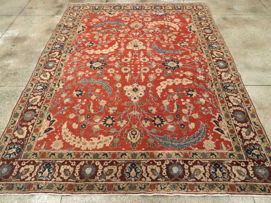 Antique Persian Tabriz Small Room Size Carpet, No.14542 - Staging