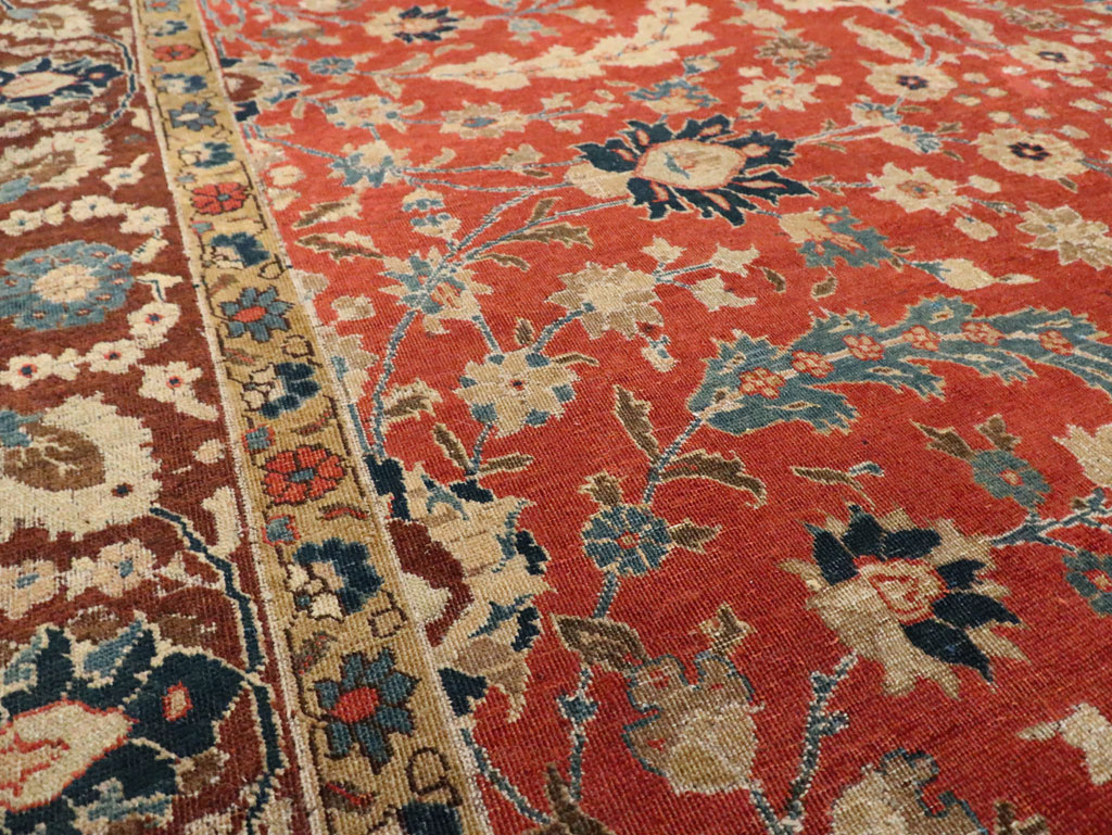 Antique Persian Tabriz Small Room Size Carpet, No.14542 - Staging