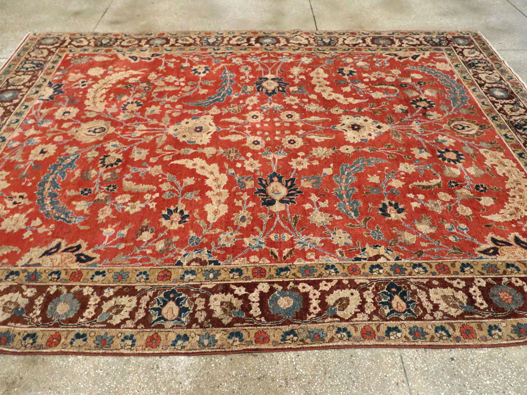 Antique Persian Tabriz Small Room Size Carpet, No.14542 - Staging