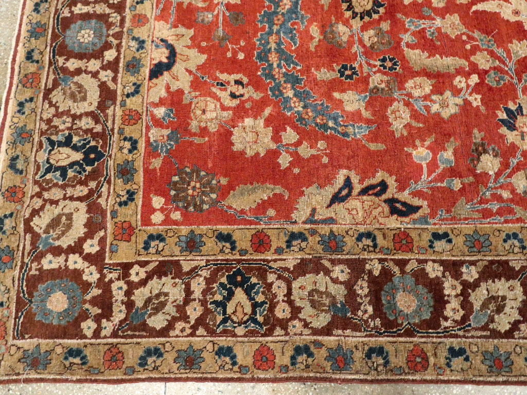 Antique Persian Tabriz Small Room Size Carpet, No.14542 - Staging