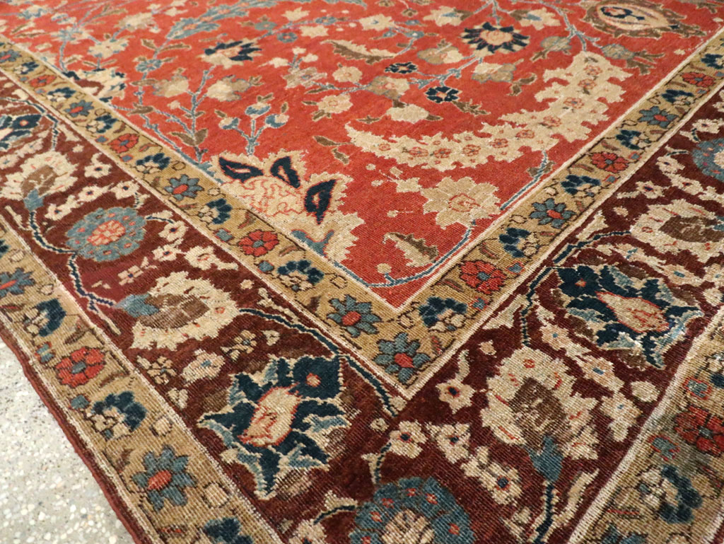 Antique Persian Tabriz Small Room Size Carpet, No.14542 - Staging