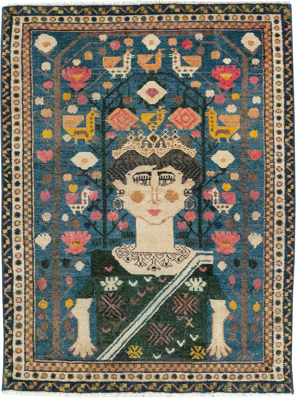 Antique Northwest Persian Pictorial Rug, No.14557 - Staging