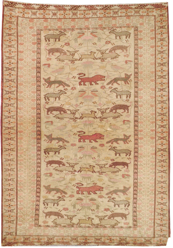 Antique Caucasian Karabagh Pictorial Rug, No.14600 - Staging