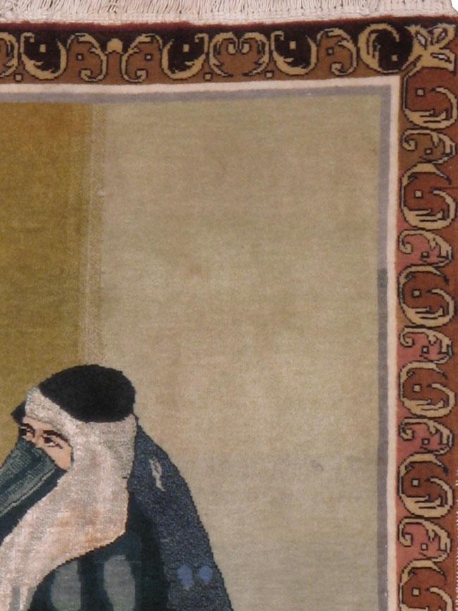 Vintage Persian Tabriz Pictorial Rug, No.14699 - Staging