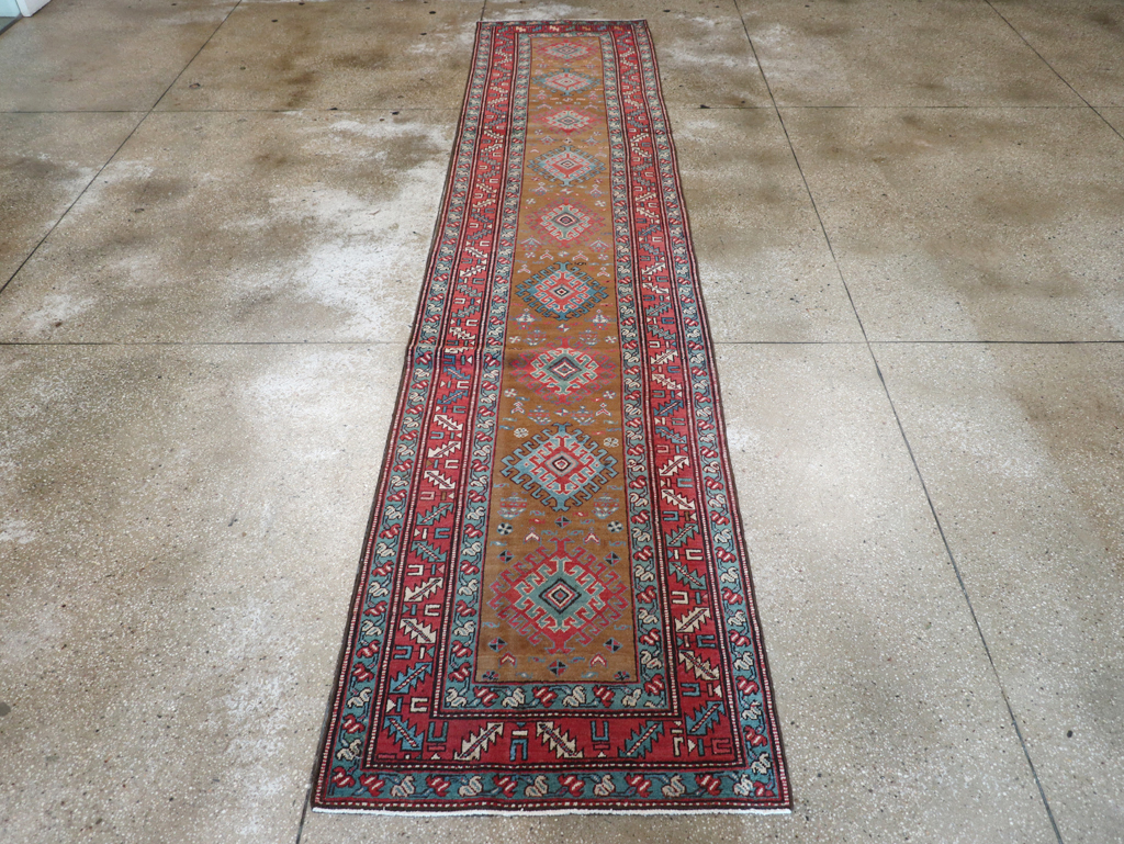 Antique Persian Heriz Runner, No.14752 - Staging