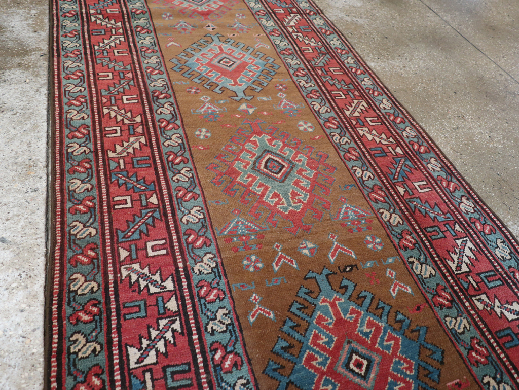 Antique Persian Heriz Runner, No.14752 - Staging