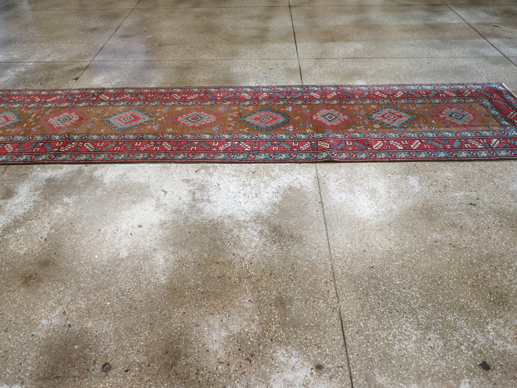 Antique Persian Heriz Runner, No.14752 - Staging