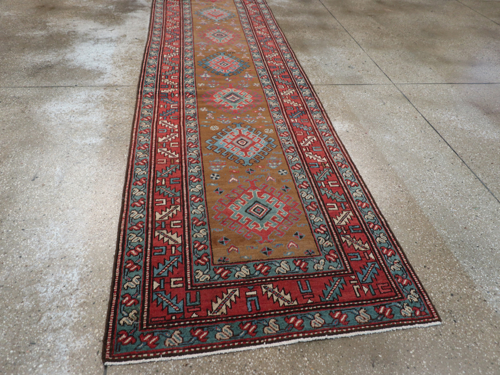 Antique Persian Heriz Runner, No.14752 - Staging